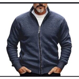 Carbon Men's Large Navy Full-Zip Sweater